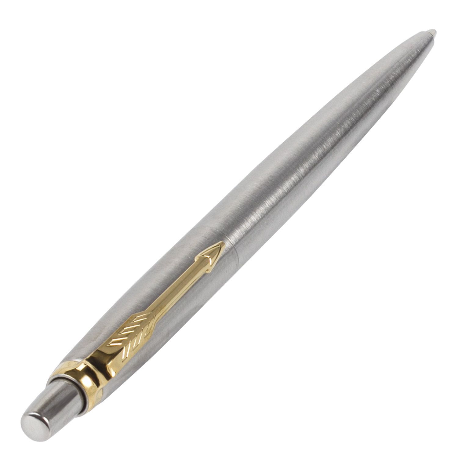 Ручка шариковая PARKER "Jotter Core Stainless Steel GT", корпус серебристый, позолоченные детали, синяя, 1953182