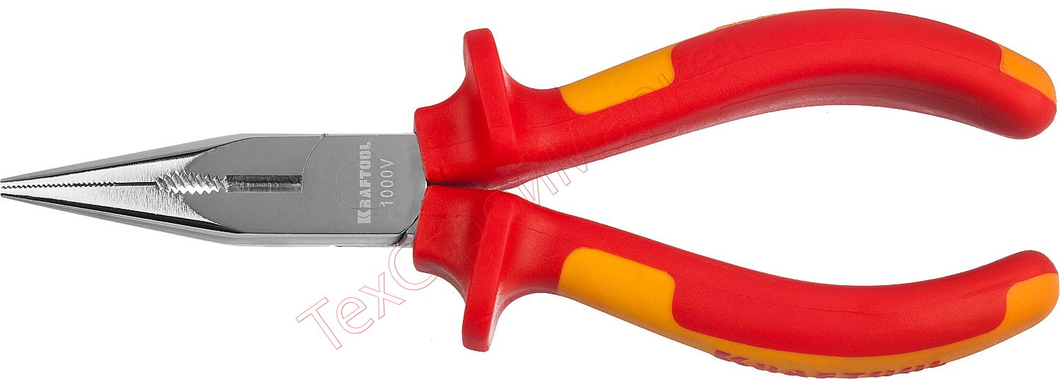 Тонкогубцы "ELECTRO-KRAFT", Cr-Mo сталь, двухкомпонентная маслобензостойкая рукоятка, хромированное покрытие, 160мм. KRAFTOOL 2202-3-16