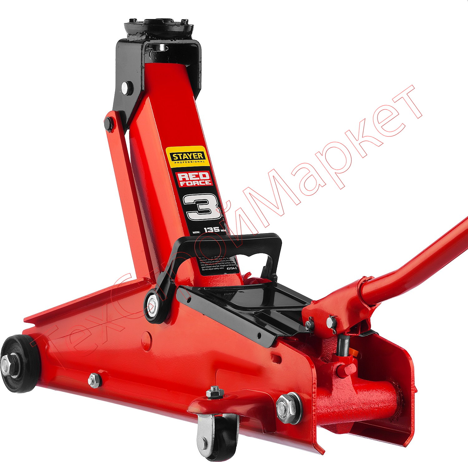 Домкрат гидравлический подкатной "RED FORCE", 3т, 135-400мм, STAYER 43154-3