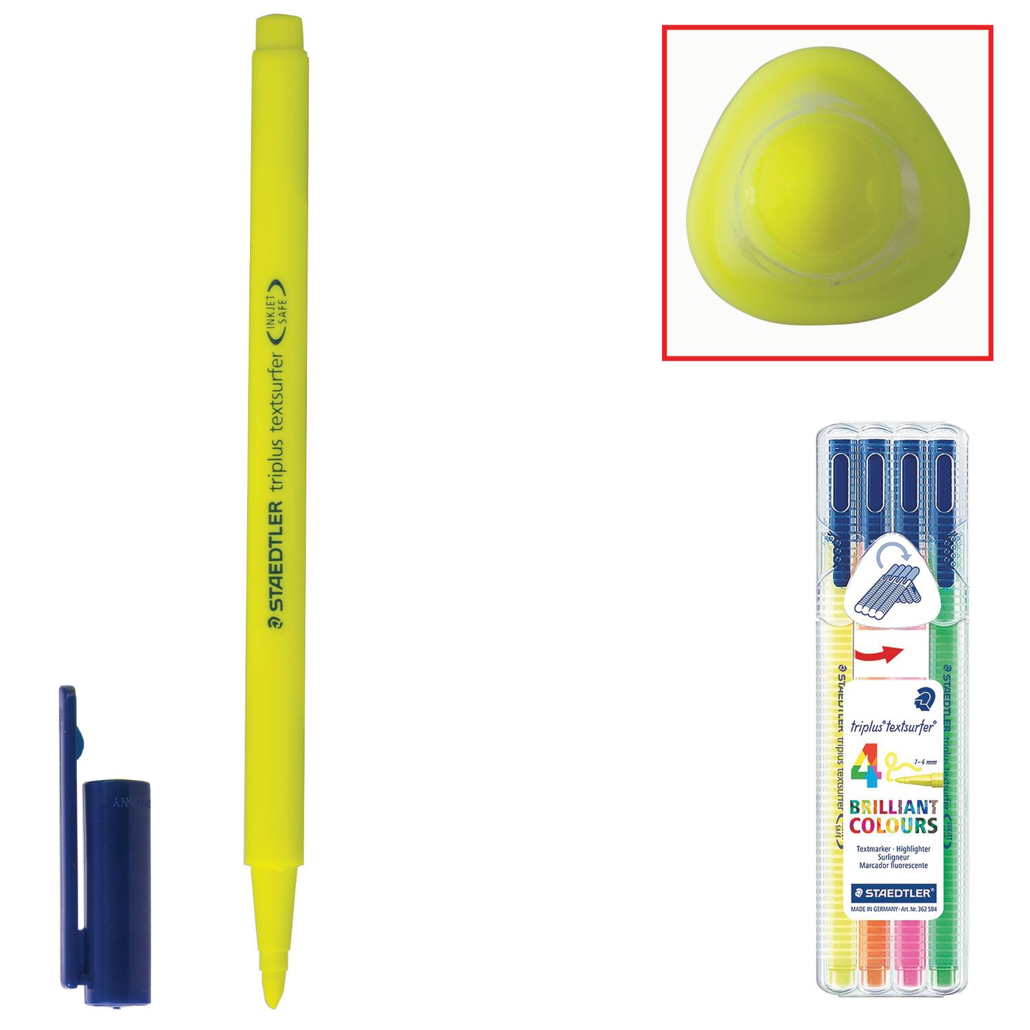 Набор текстовыделителей STAEDTLER 4 шт., АССОРТИ, "Triplus Textsurfer", трёхгранные, линия 1-4 мм, 362SB4, 362 SB4