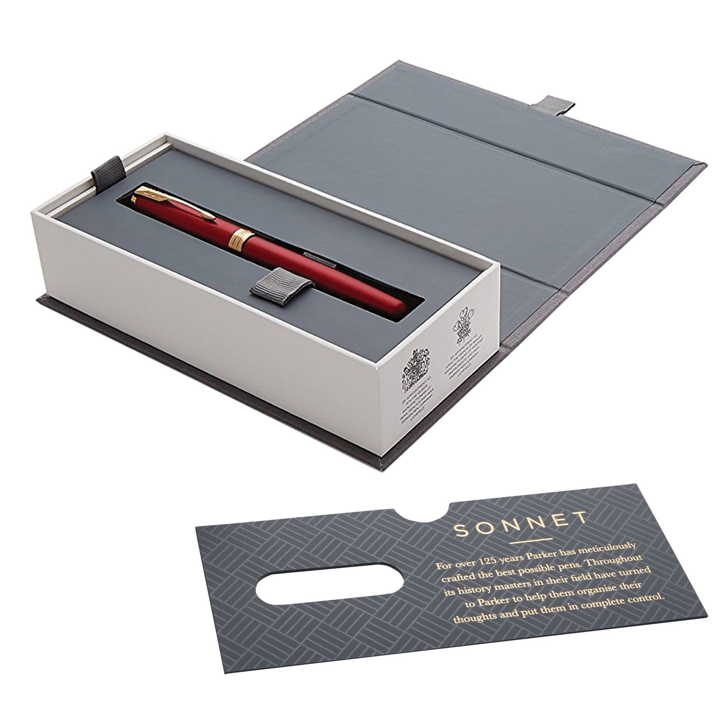 Ручка-роллер PARKER "Sonnet Core Intense Red Lacquer GT", корпус красный глянцевый лак, позолоченные детали, черная, 1948085