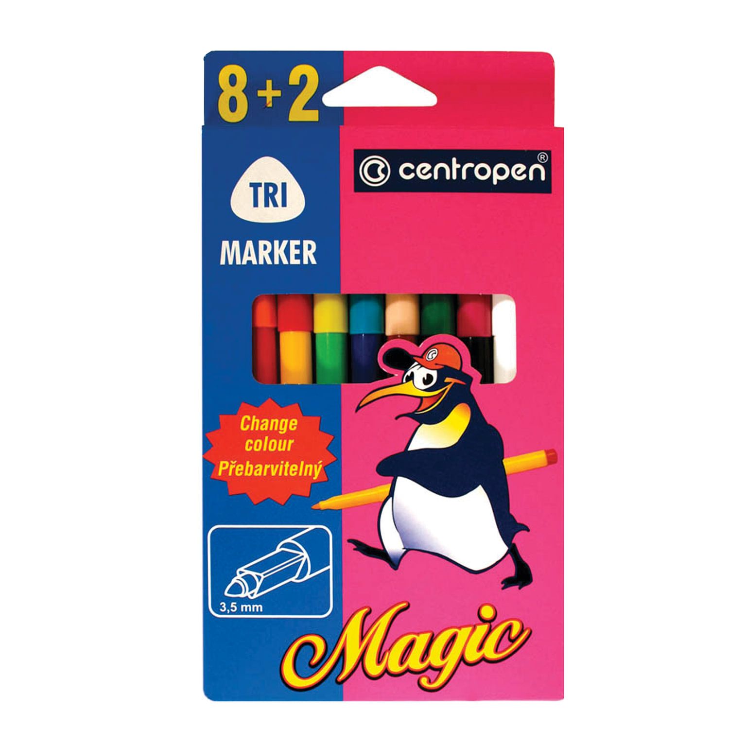 Фломастеры меняющие цвет 8 ЦВЕТОВ CENTROPEN "Magic", + 2 изменяющих цвет, вентилируемый колпачок, 2549/10KK, 5 2549 1001