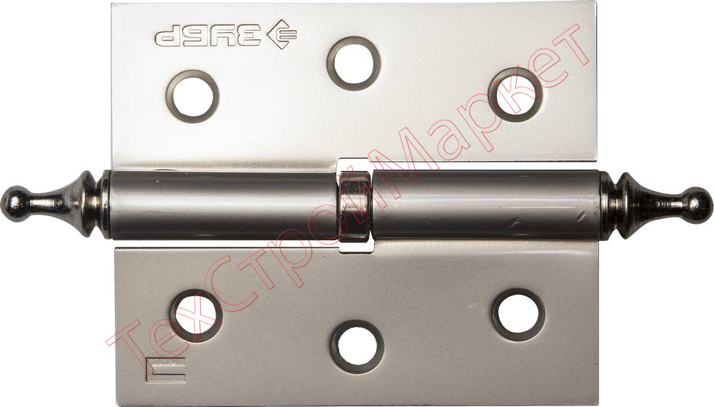 Петля дверная разъемная ЗУБР "ЭКСПЕРТ", 1 подшипник, цвет мат. никель (PN), правая, с крепежом, 75х63х2,5мм,2шт