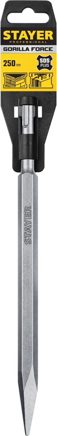 Зубило пикообразное 250 мм,STAYER Gorilla Force SDS-Plus 