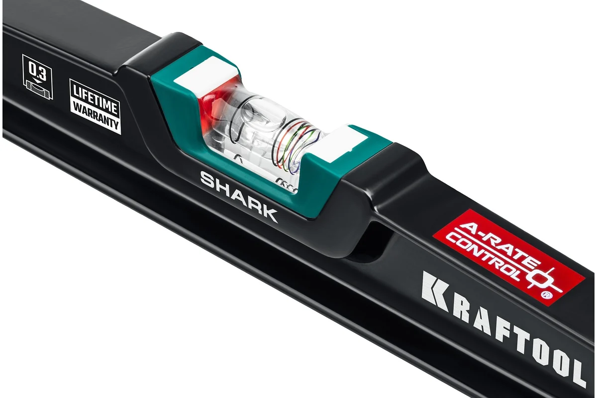 Уровень литой с инновационным зеркальным глазком, A-RATE CONTROL Shark, 600 мм, KRAFTOOL 