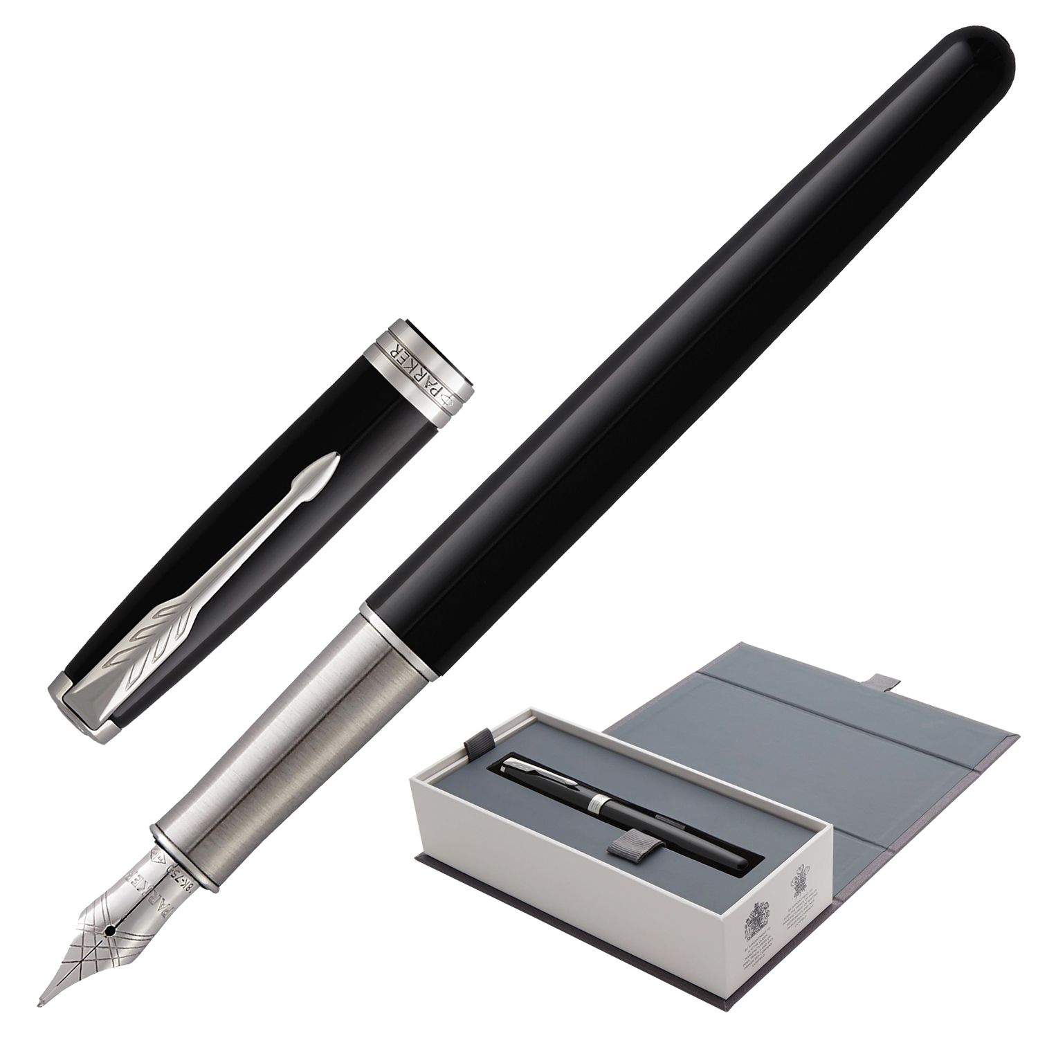 Ручка перьевая PARKER "Sonnet Core Black Lacquer CT", корпус черный глянцевый лак, палладиевые детали, черная, 1948312