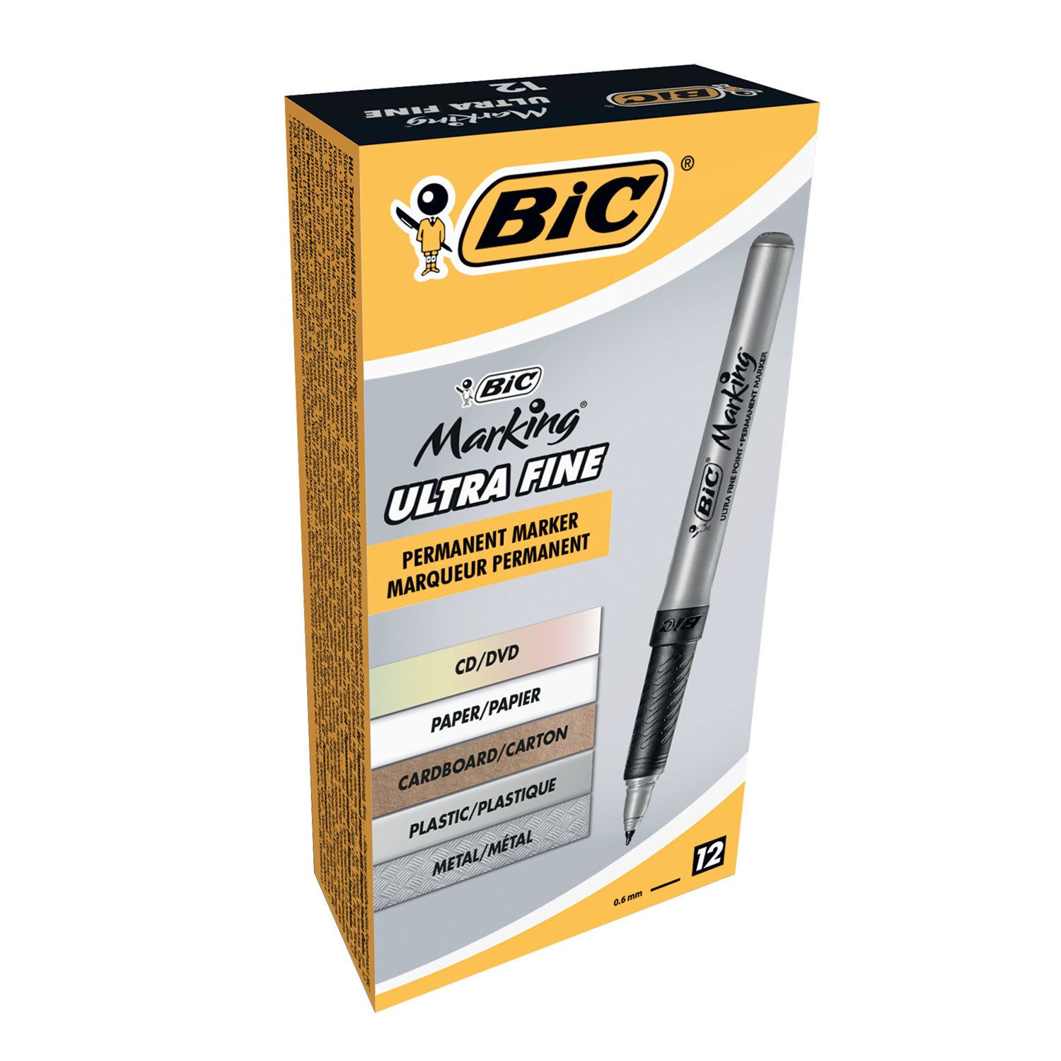 Маркер для CD/DVD BIC "Marking Ultra Fine", ЧЕРНЫЙ, тонкий наконечник 0,7 мм, 8290801