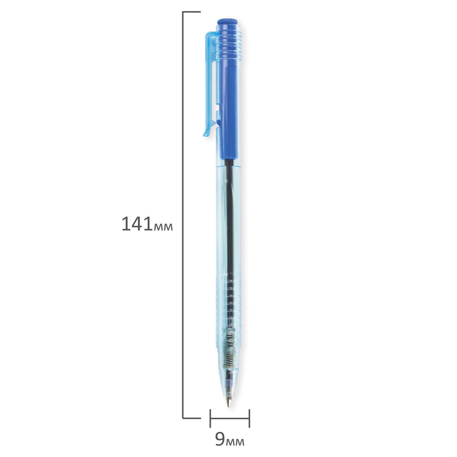 Ручка шариковая масляная автоматическая BRAUBERG "Click Blue", СИНЯЯ, тонированный корпус, узел 1 мм, линия письма 0,5 мм, 142712