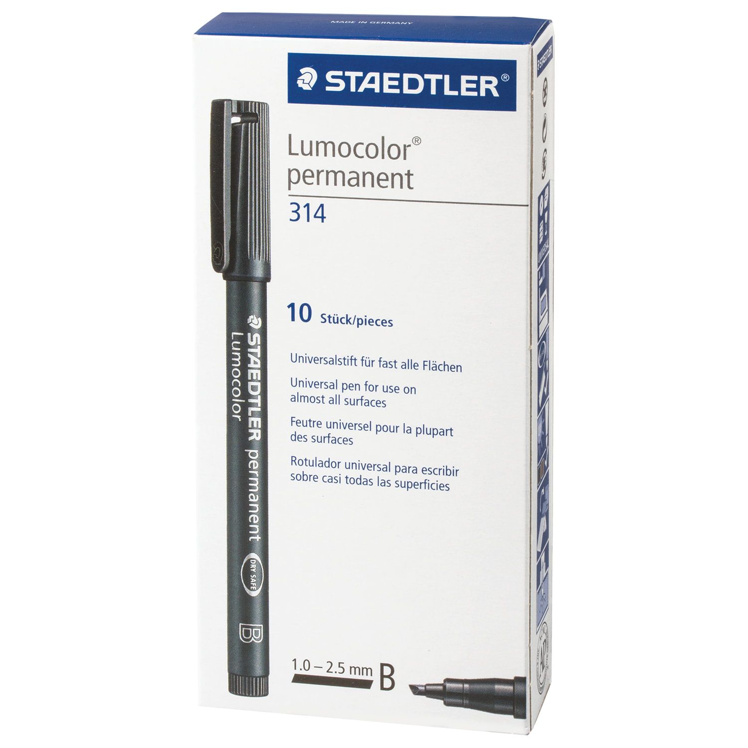 Маркер перманентный (нестираемый) STAEDTLER (Германия) "Lumocolor", КРАСНЫЙ, скошенный наконечник, 1-2,5 мм, 314-2