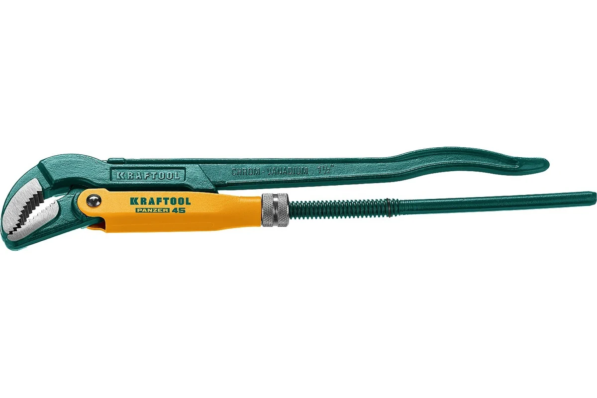 Ключ трубный, изогнутые губки PANZER-45, №2  1 1/2" KRAFTOOL 