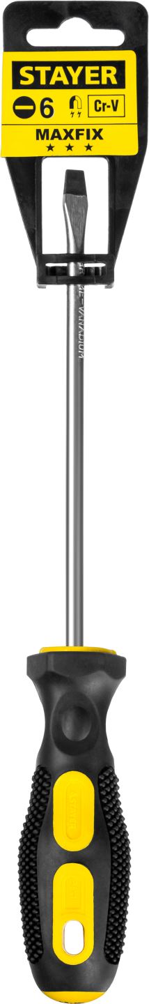 Отвертка, двухкомпонентная рукоятка, магнитный наконечник, SL6,0x150мм, STAYER MAXFIX 
