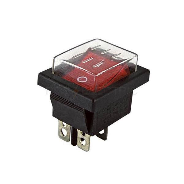 Переключатель клавишный YL-208-01 черный корпус красная клавиша (влагозащищенный) 2 положения 2з TDM