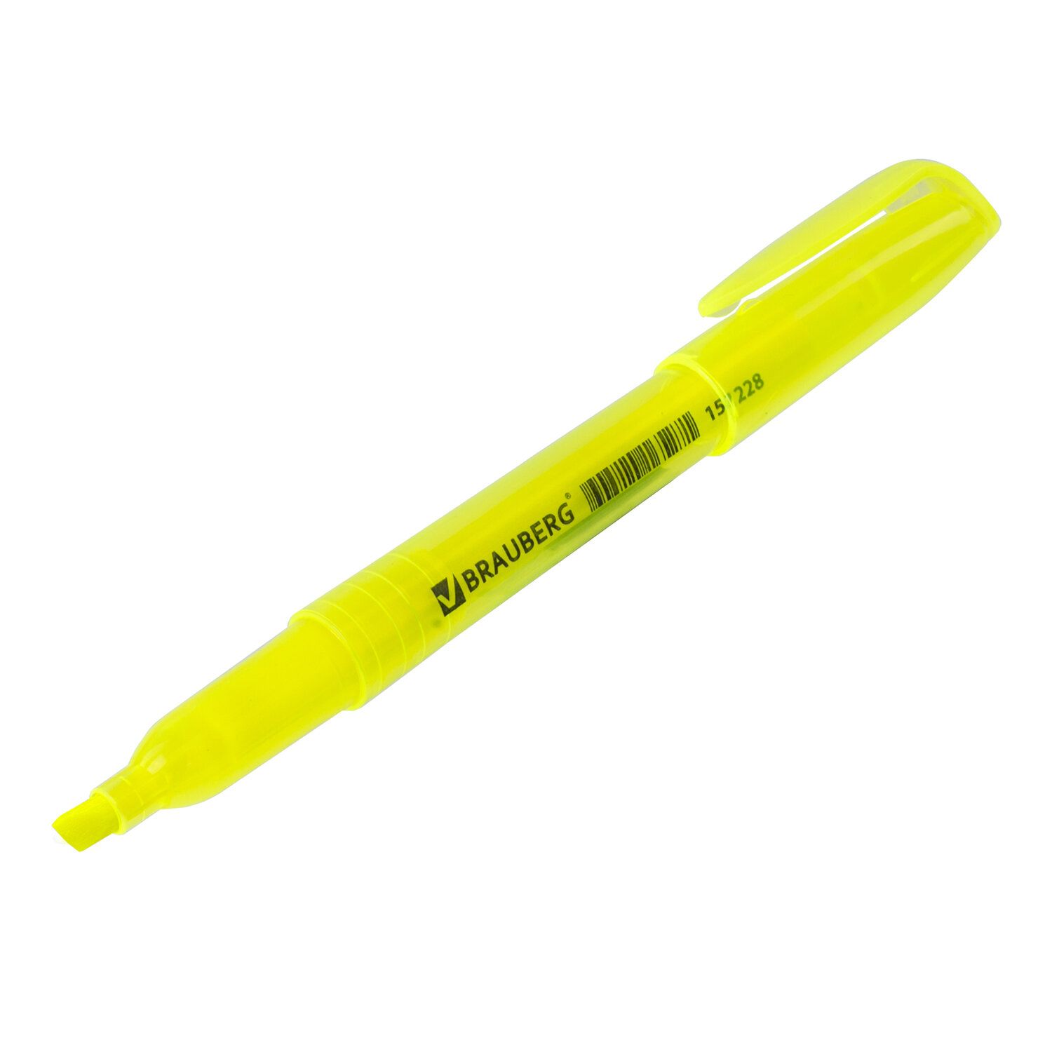 Текстовыделитель BRAUBERG "Vivid", ЖЕЛТЫЙ, круглый корпус, линия 1-3 мм, 151228