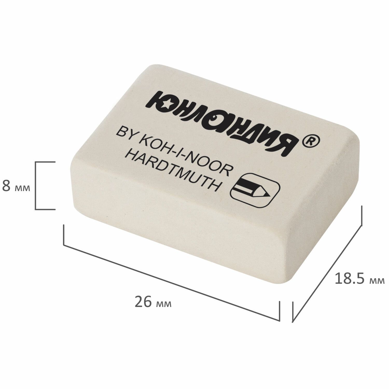 Ластик ЮНЛАНДИЯ (KOH-I-NOOR EXCLUSIVE) 300/80, 26х18,5х8 мм, белый, прямоугольный, 228697, 0300080052KD
