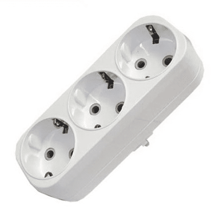 Разветвитель 3 гнезда с заземляющими контактами Белый плоский 16А 250В UNIVersal