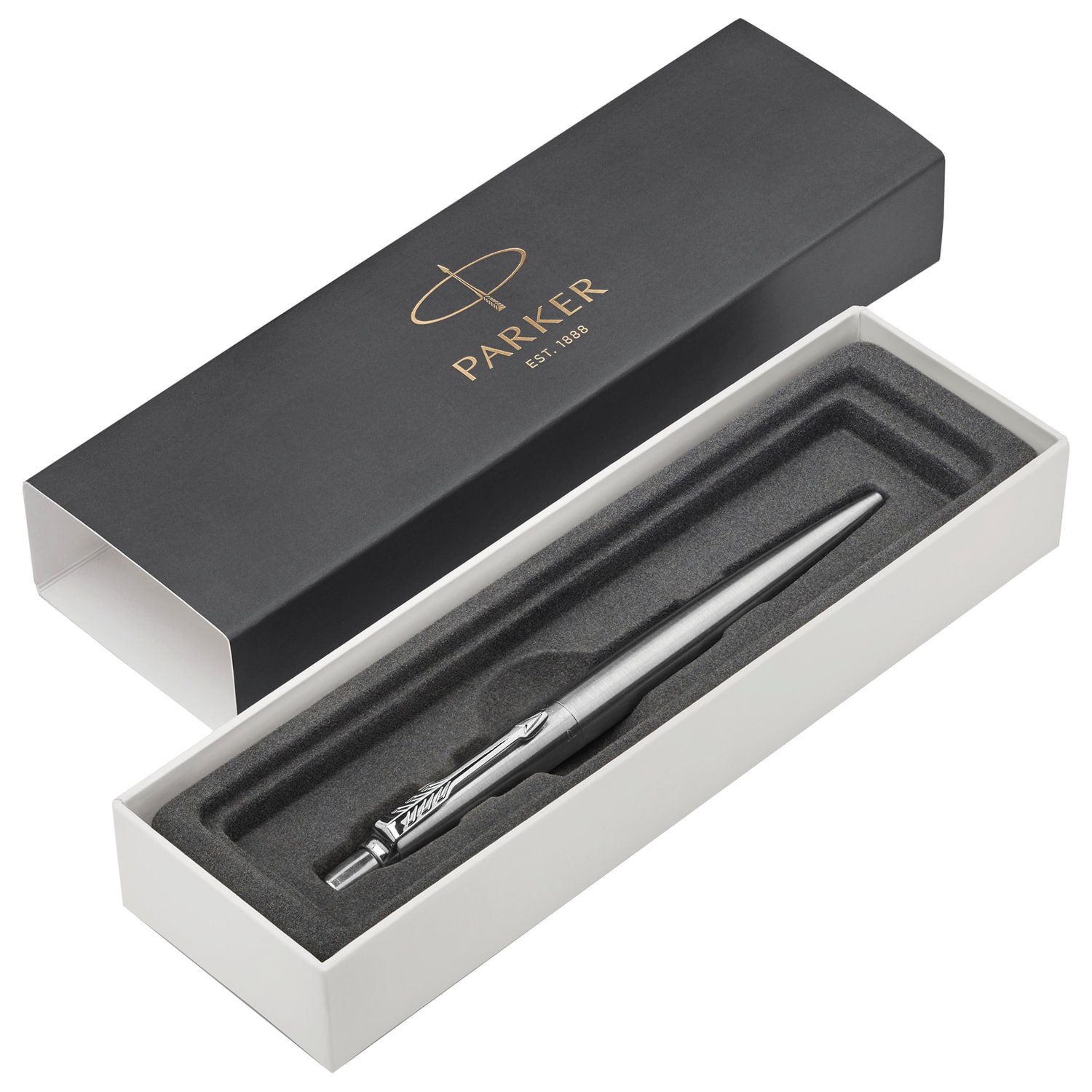 Ручка шариковая PARKER "Jotter Core Stainless Steel CT", корпус серебристый, хромированные детали, синяя, 1953170