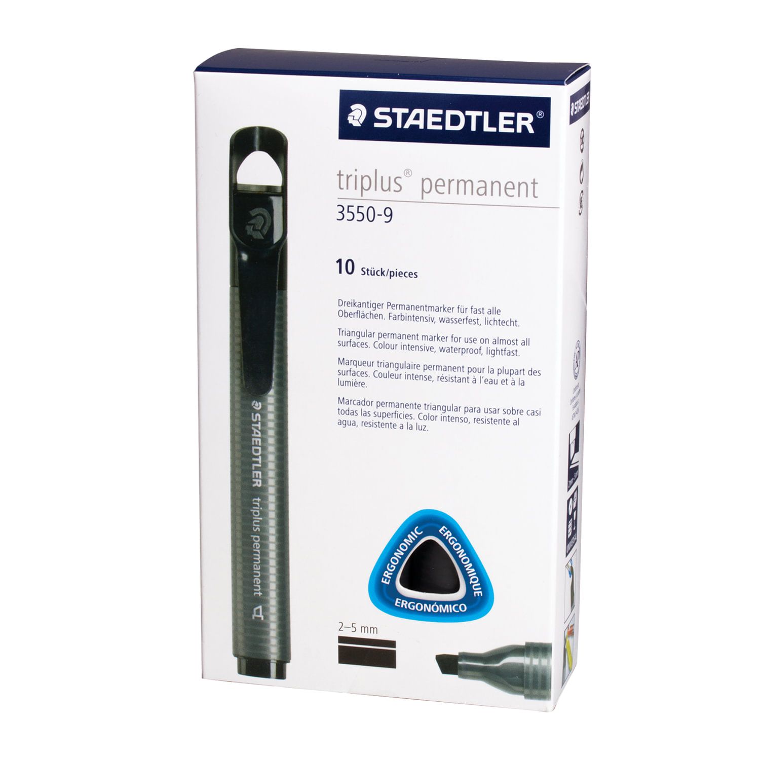 Маркер перманентный STAEDTLER (Германия) "Triplus", ЧЕРНЫЙ, трехгранный, скошенный наконечник, 3-5 мм, 3550-9