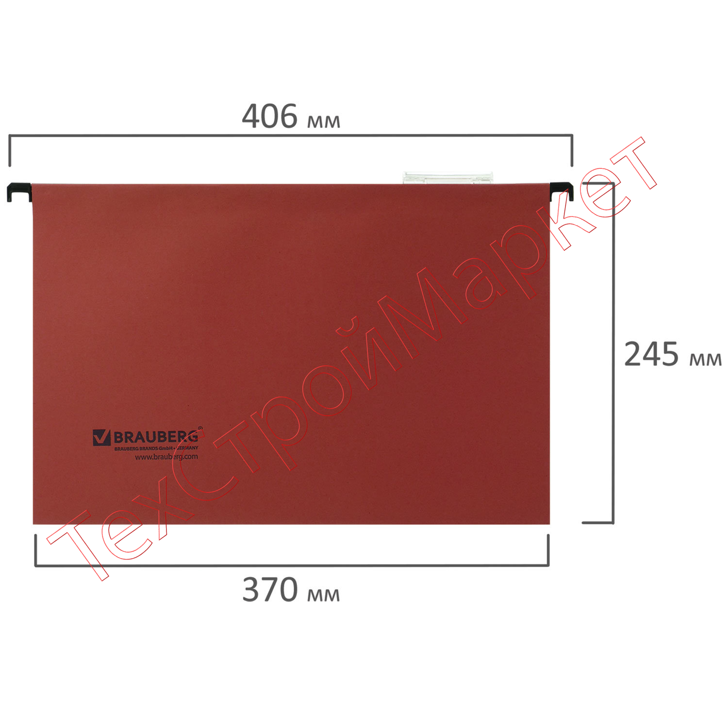 Подвесные папки А4/Foolscap (406х245 мм), до 80 листов, КОМПЛЕКТ 10 шт., красные, картон, BRAUBERG (Италия), 231796