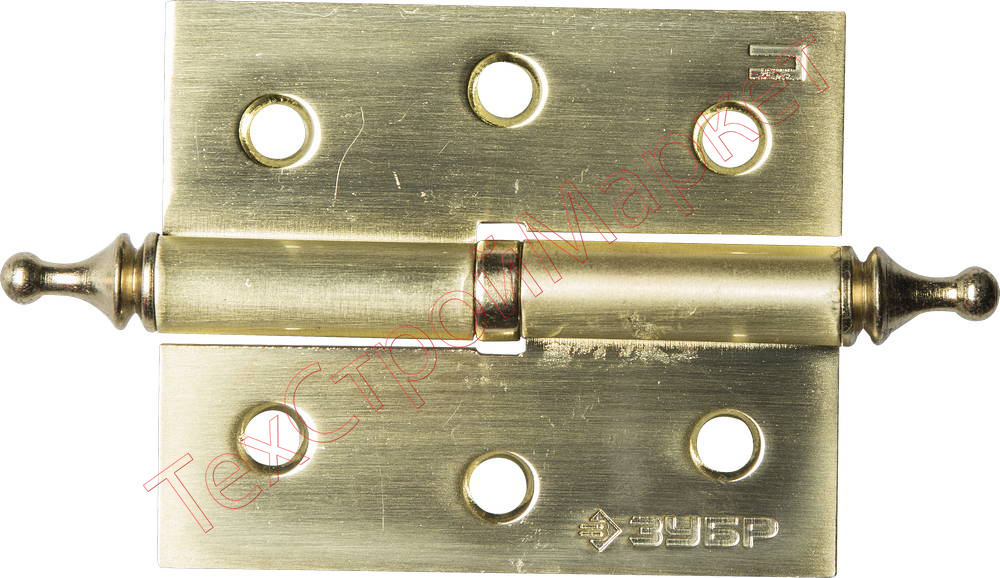 Петля дверная разъемная ЗУБР "ЭКСПЕРТ", 1 подшипник, цвет мат. латунь (SB), правая, с крепежом, 75х63х2,5мм,2шт