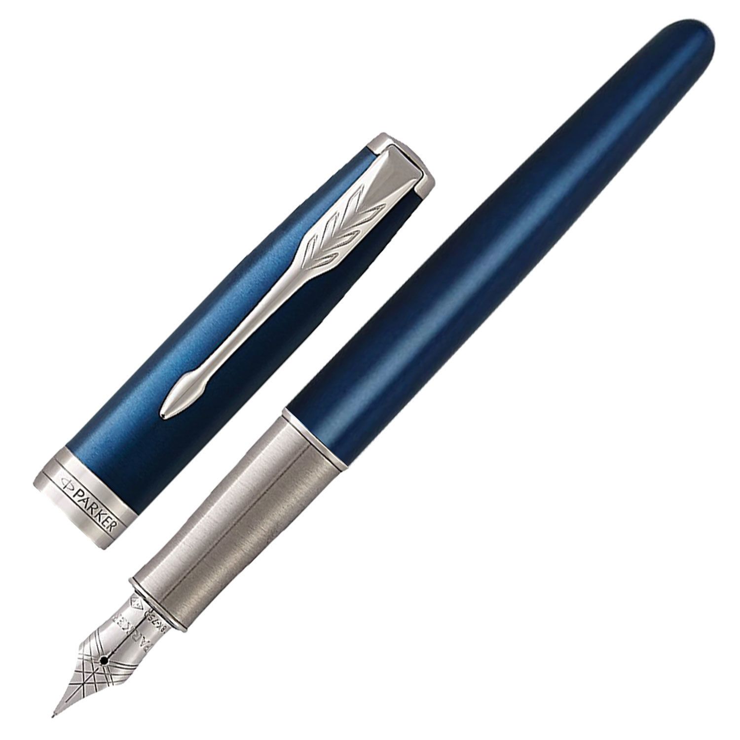 Ручка перьевая PARKER "Sonnet Core Subtle Blue Lacquer CT", корпус синий глянцевый лак, палладиевые детали, черная, 1931533