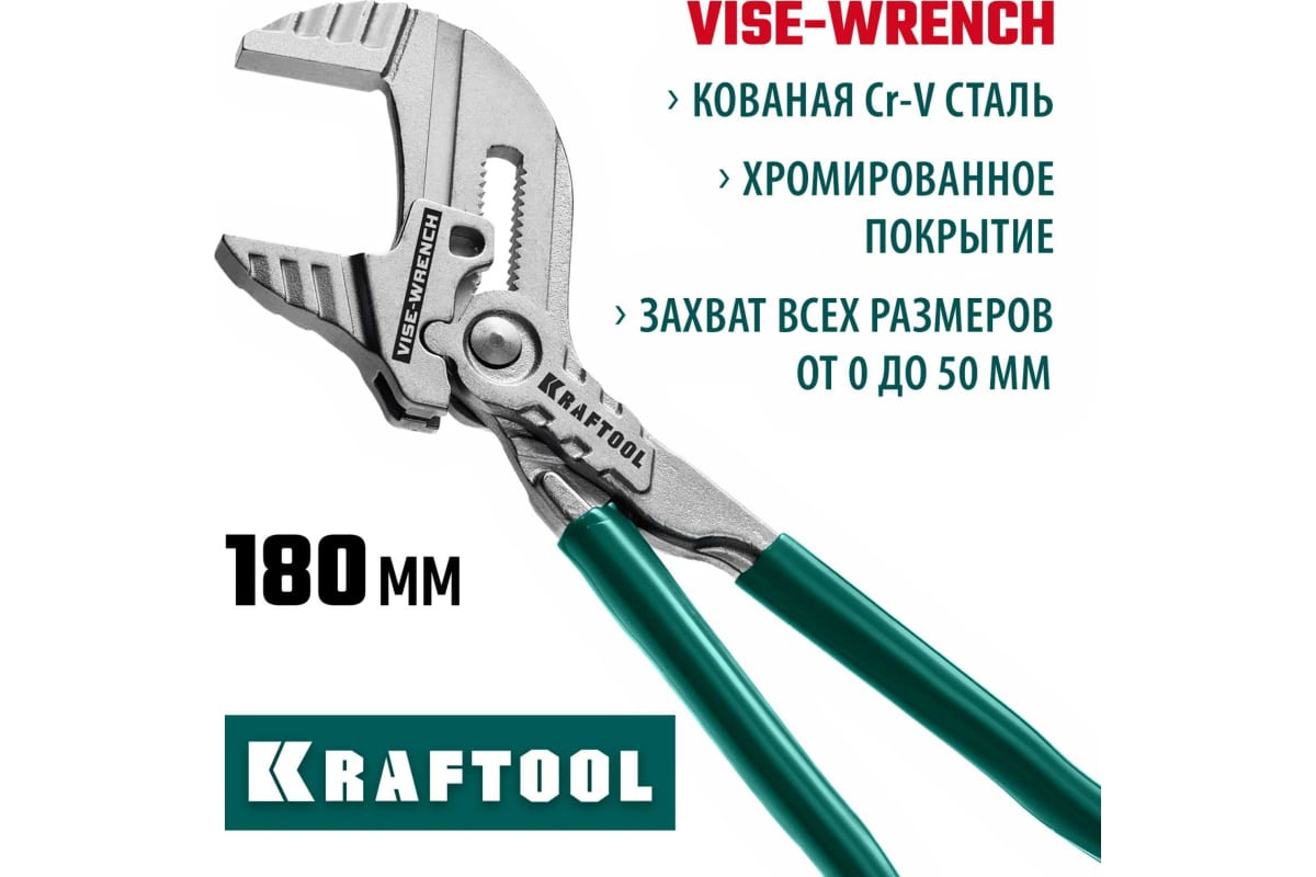 Клещи переставные-гаечный ключ Vise-Wrench, 180 / 36 мм (1 7/16"),  KRAFTOOL