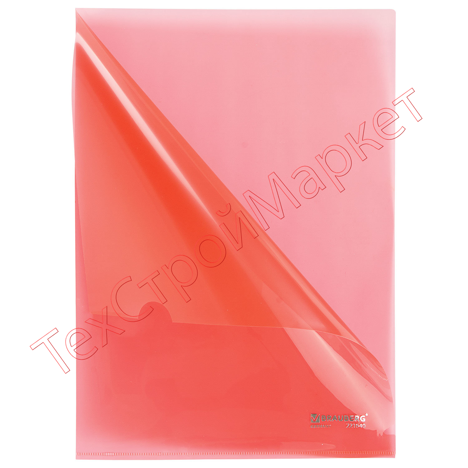 Папка-уголок жесткая BRAUBERG, красная, 0,15 мм, 221640