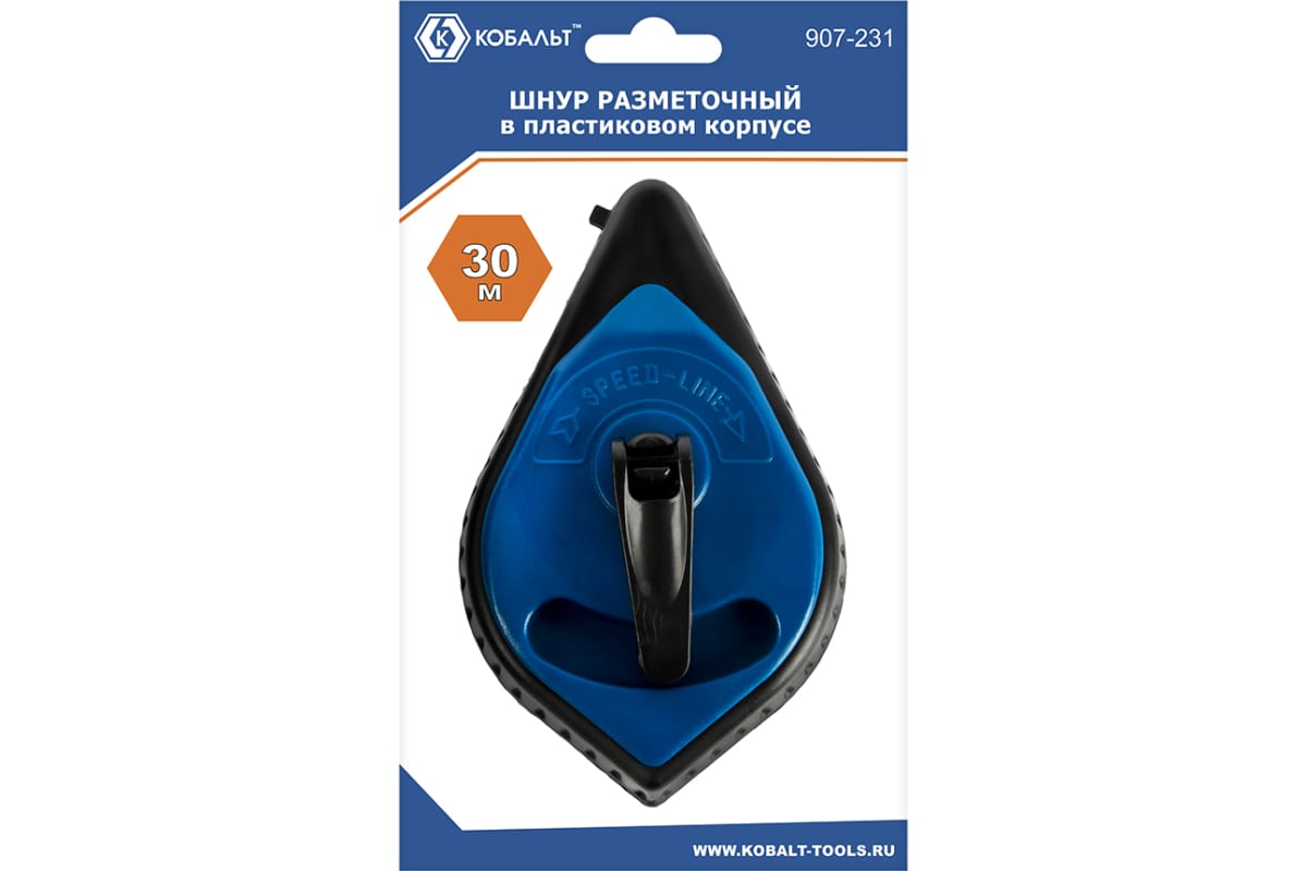 Шнур разметочный 30 м. в пластиковом корпусе КОБАЛЬТ