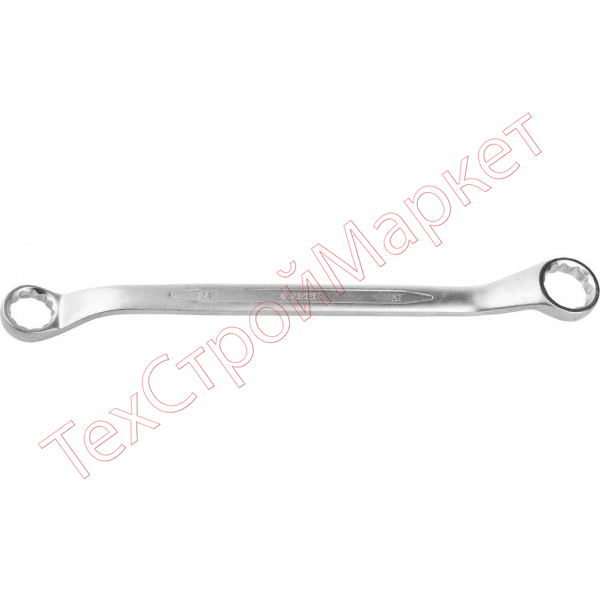 Ключ ЗУБР "ПРОФИ" гаечный накидной изогнутый, Cr-V сталь, хромированный, 24х27мм