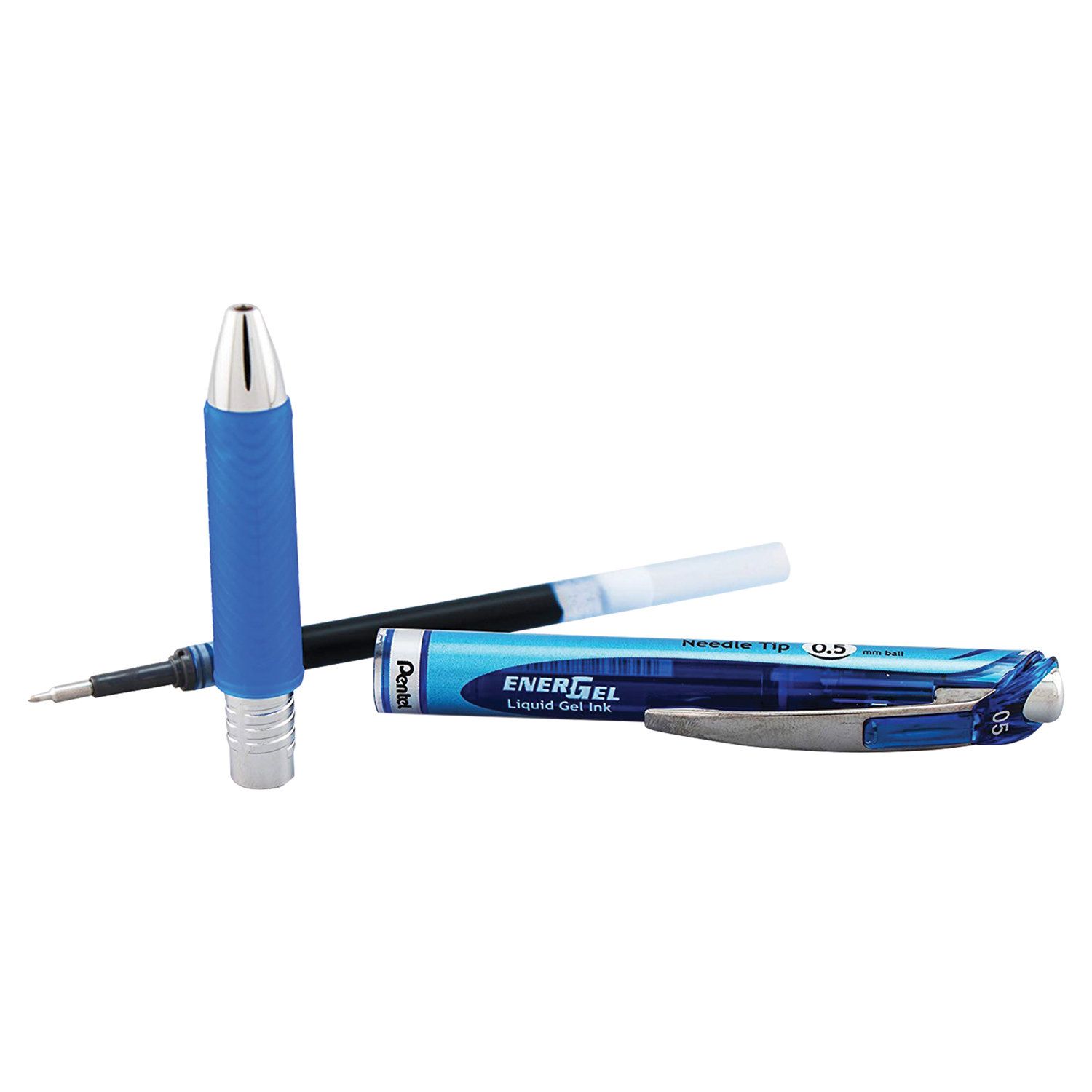 Ручка гелевая автоматическая с грипом PENTEL (Япония) "Energel", СИНЯЯ, узел 0,5 мм, линия письма 0,25 мм, BLN75-C