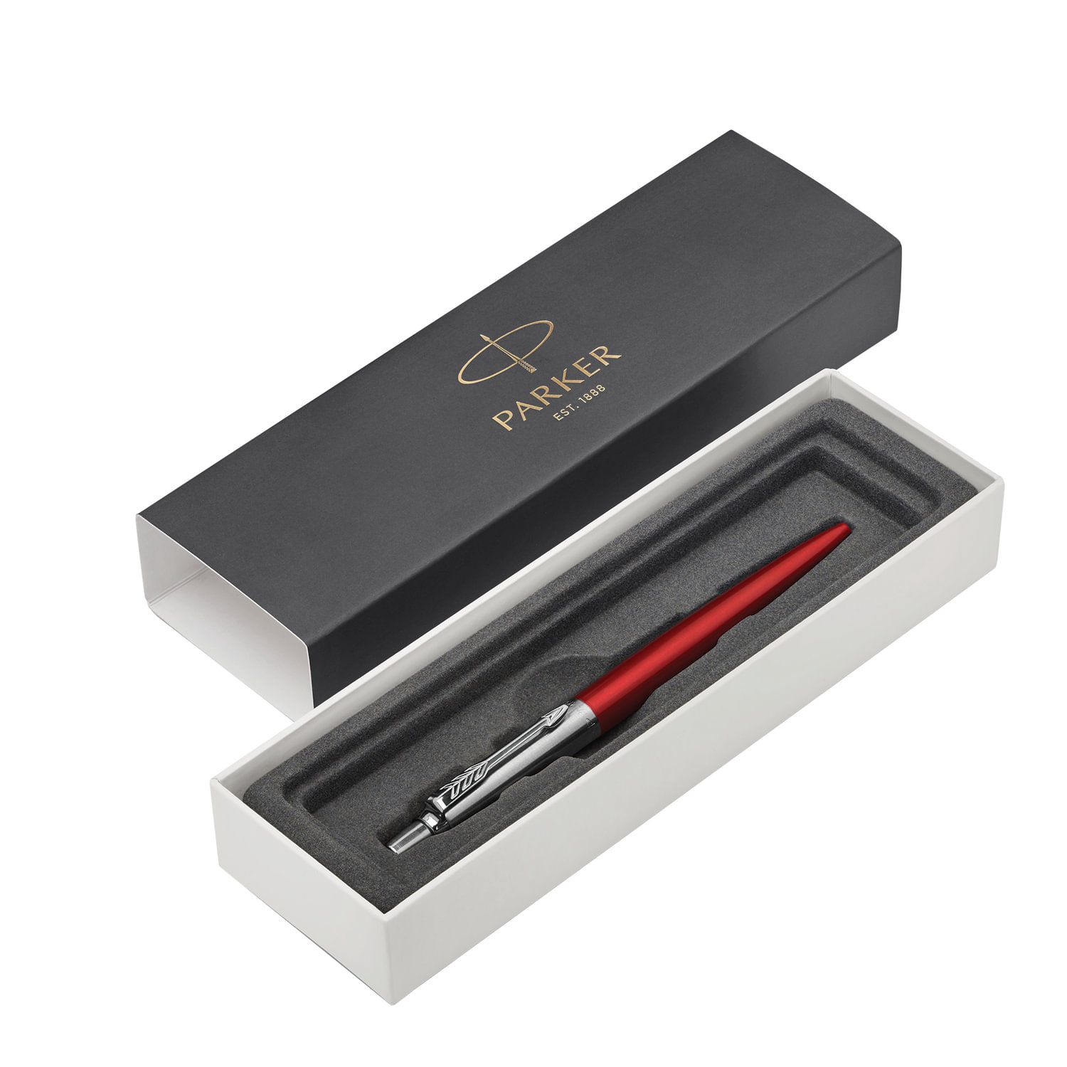 Ручка шариковая PARKER "Jotter Core Kensington Red CT", корпус красный, хромированные детали, синяя, 1953187