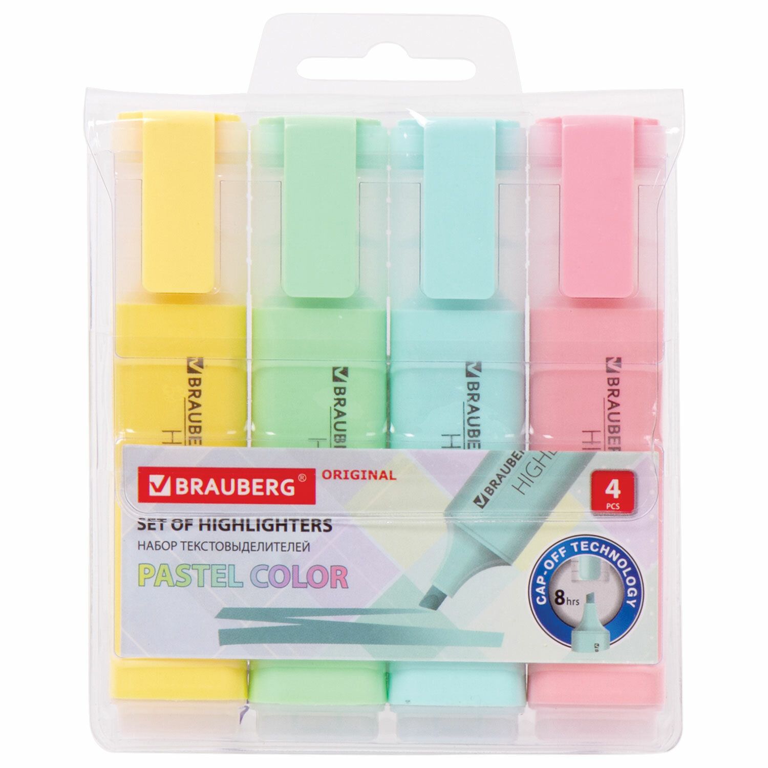 Набор текстовыделителей BRAUBERG 4 шт., АССОРТИ, "ORIGINAL PASTEL", линия 1-5 мм, 151697