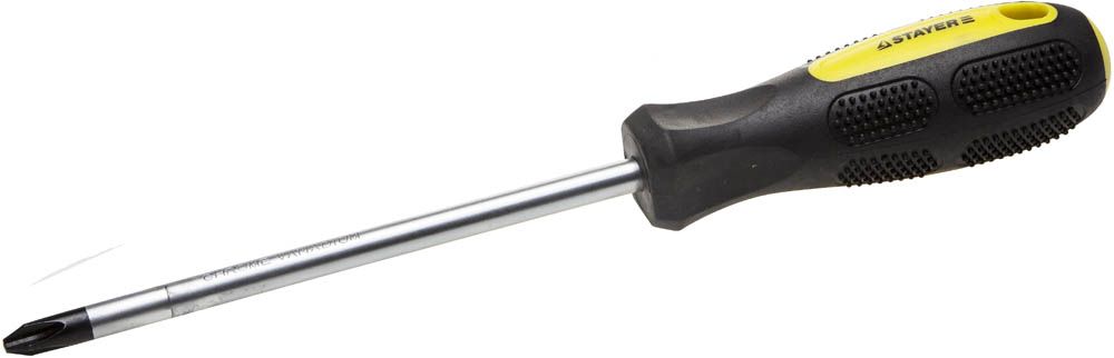 Отвертка STAYER "MASTER" HERCULES, Сr-V, противоскользящая рукоятка, PH № 3 х 150 мм