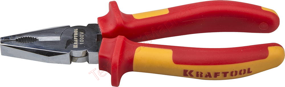 Плоскогубцы "ELECTRO-KRAFT", Cr-Mo сталь, двухкомпонентная маслобензостойкая рукоятка, хромированное покрытие, 180мм, KRAFTOOL 2202-1-18