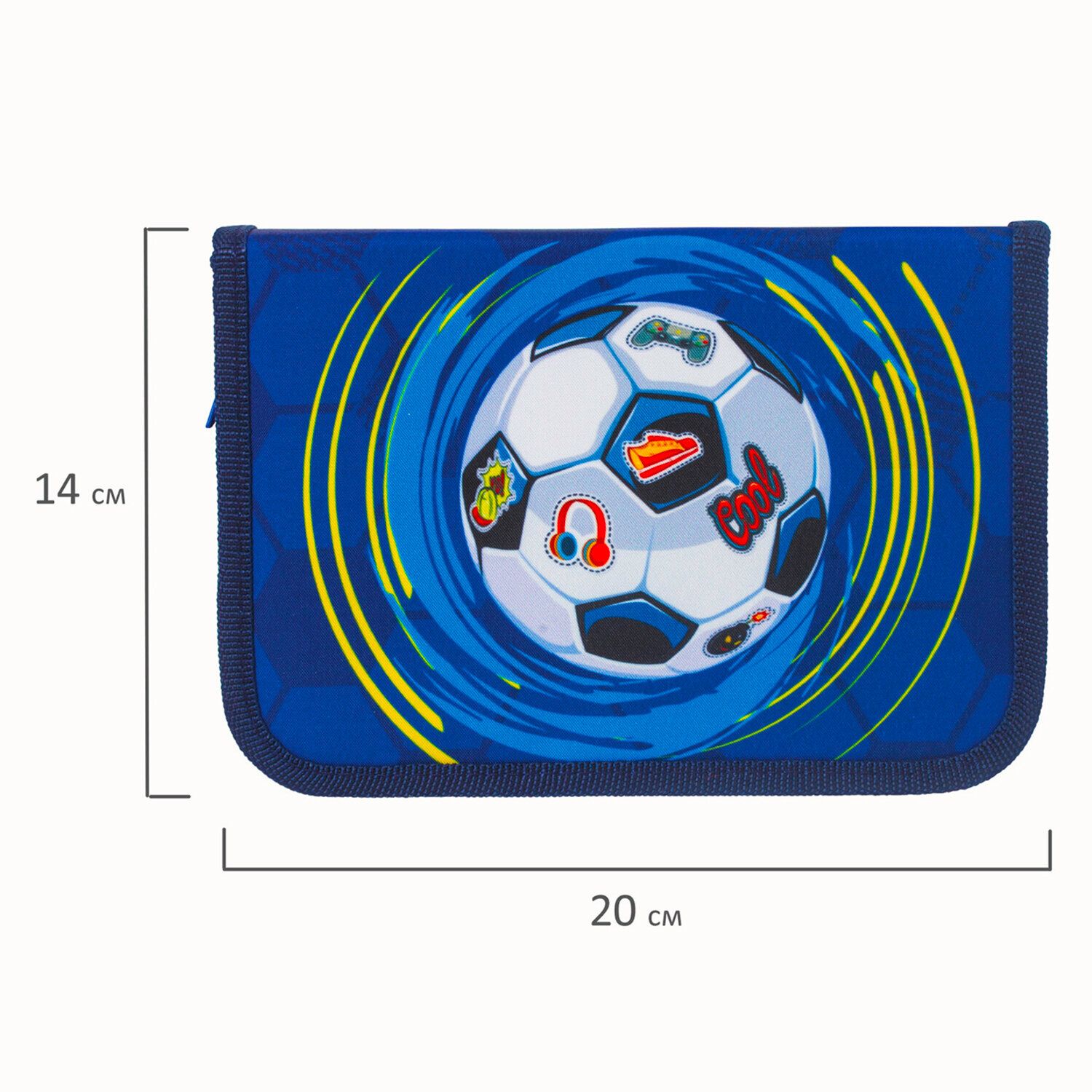 Пенал BRAUBERG, 1 отделение, ткань, 20х14 см, "Champiomship", 229277