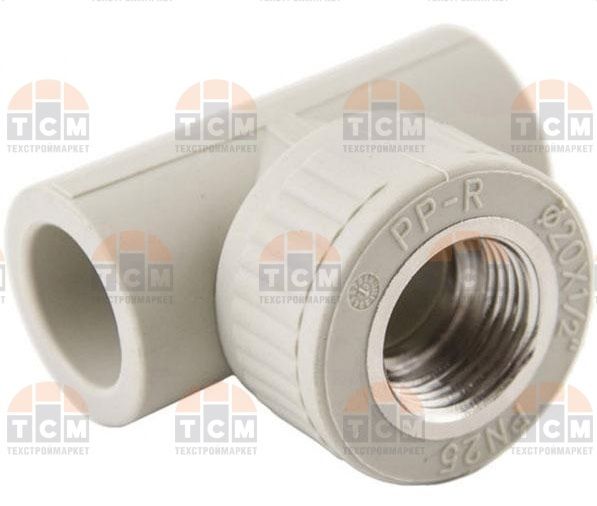 Тройник переходной внутренняя резьба 20*1/2*20 Серый(Vаlfex)