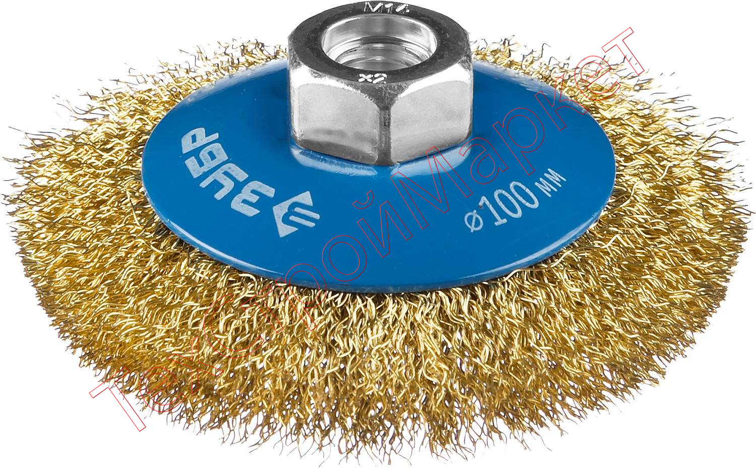 Щетка коническая для УШМ, витая латунированная стальная проволока 0,3мм, 100ммх ЗУБР "ПРОФЕССИОНАЛ" 