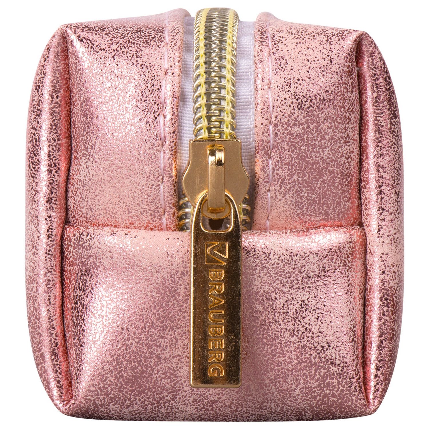 Пенал-косметичка BRAUBERG, экокожа, "Luxury", с эффектом позолоты, розовый, 21х5х6 см, 228997