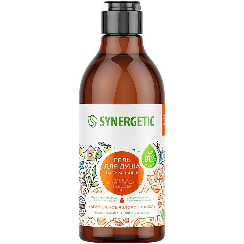 Гель для душа "Synergetic" Карамельное яблоко и ваниль, флип-топ, 0,38л. 400005/12