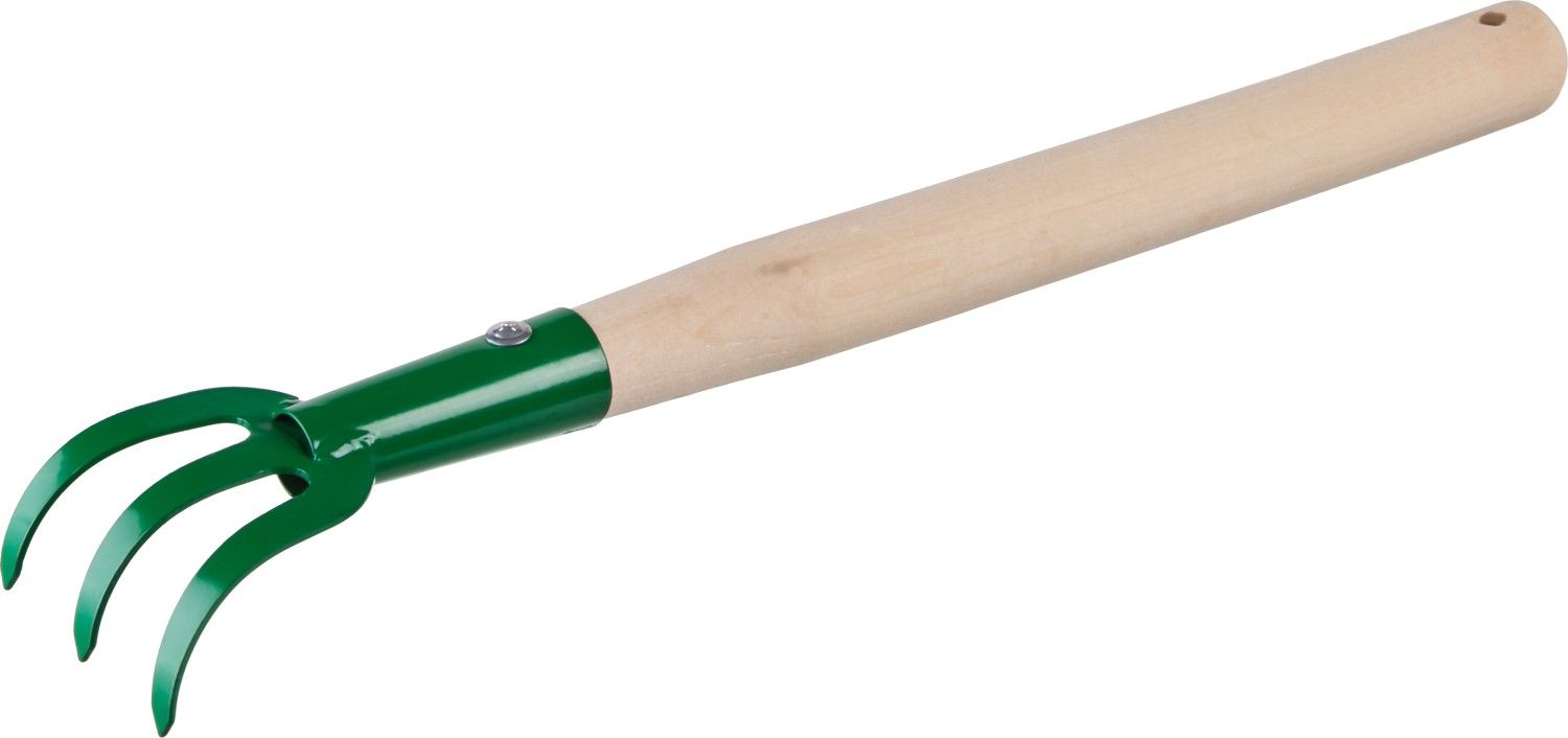 Рыхлитель 3-х зубый, с деревянной ручкой,  75x75x430 мм,РОСТОК