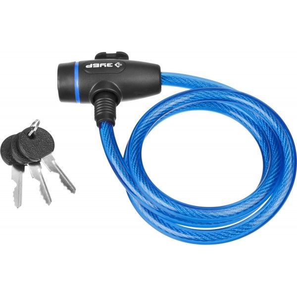 Замок ЗУБР "ПРОФЕССИОНАЛ", тросовый, 3 ключа в комплекте, длина троса 650мм, d 10мм	