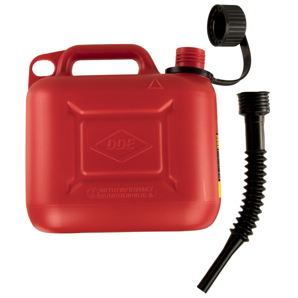 Канистра DDE для ГСМ, 5 л, антистатическая, крышка с замком, трубка для заливки