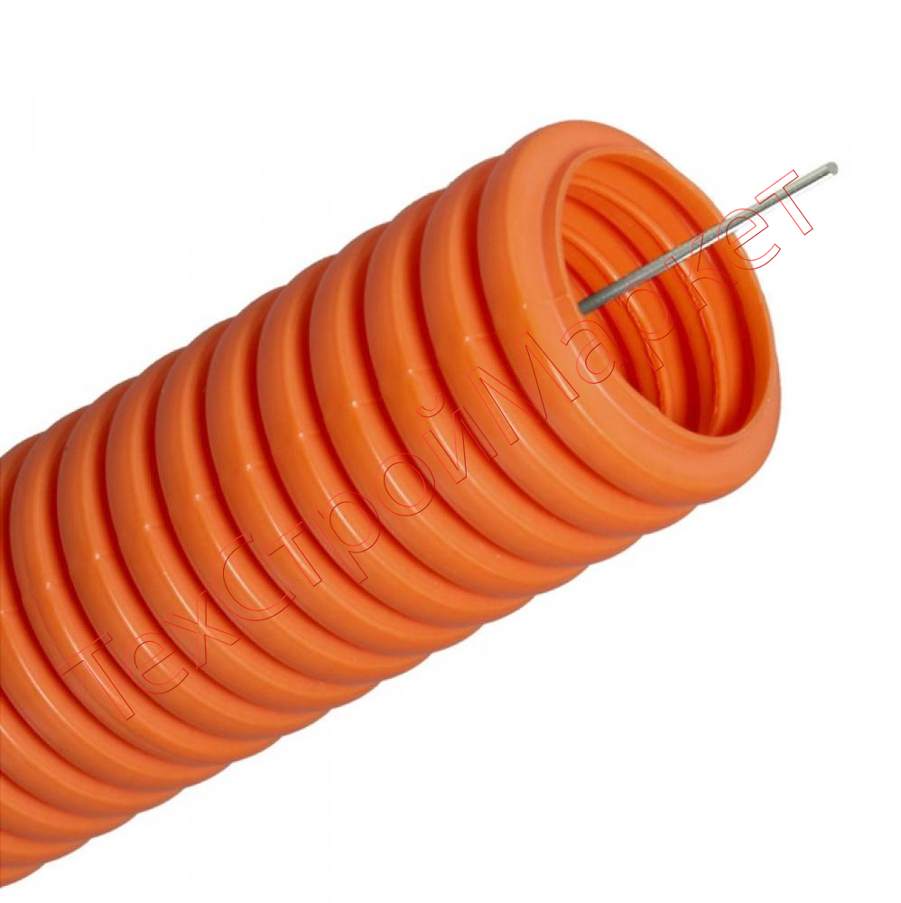 Труба ПНД гибкая гофрированная, тяжёлая DKC 71516 с протяжкой, цвет оранж., д.16мм