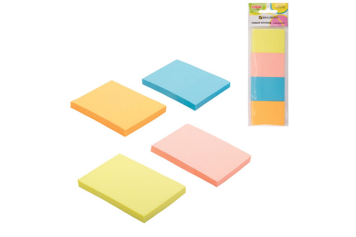 Блок самоклеящийся (стикеры) BRAUBERG НЕОНОВЫЙ 38х51мм, 4 цвета х 50 листов, 124807 Блок самоклеящийся (стикеры) BRAUBERG НЕОНОВЫЙ 38х51мм, 4 цвета х 50 листов, 124807
