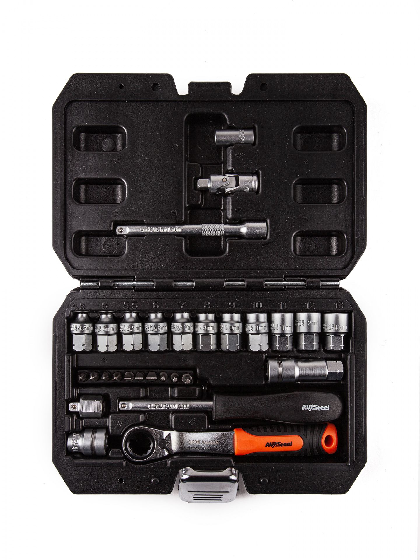 Набор проходных головок 1/4" 29 предметов "AV Steel"