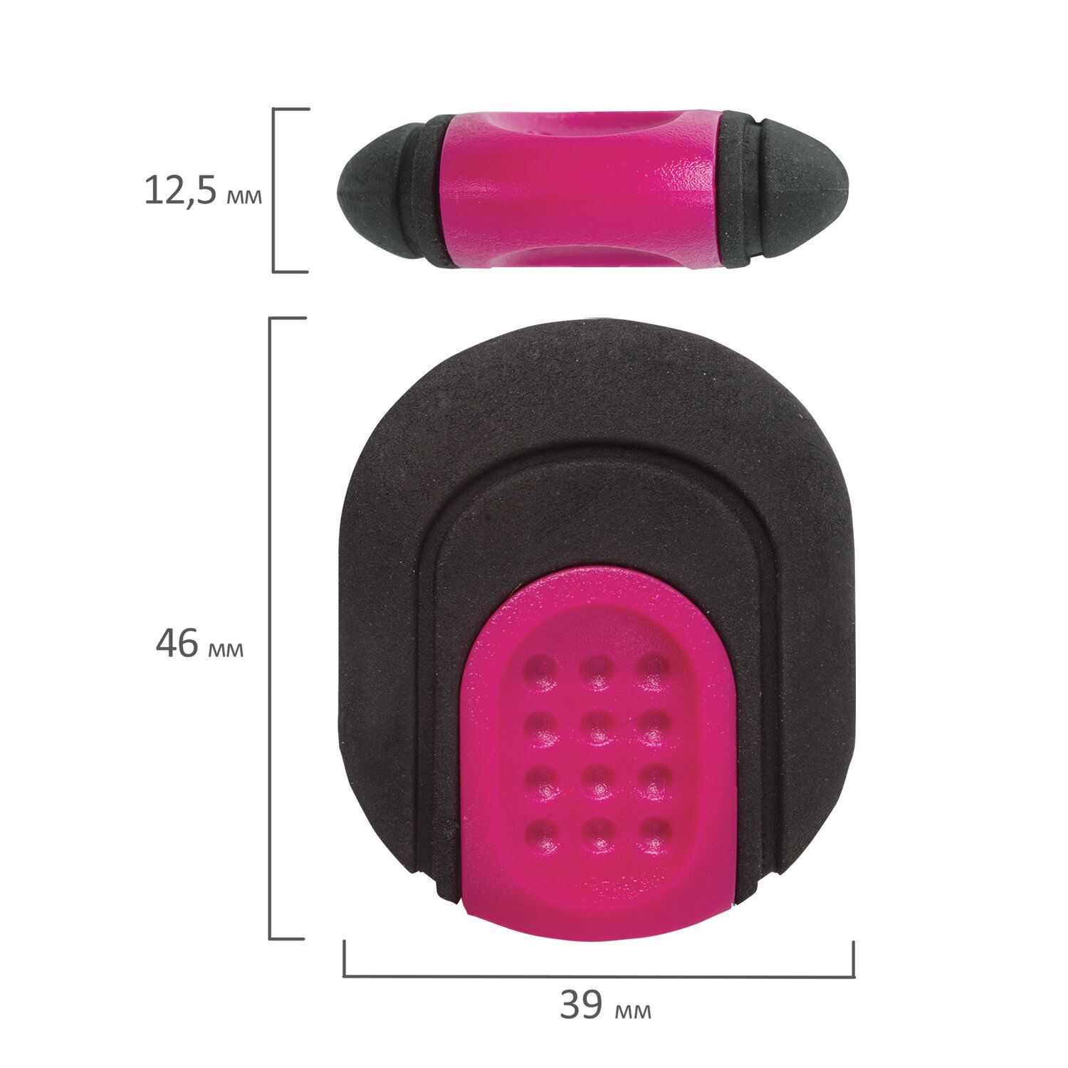 Ластик BRAUBERG "C-Grip", 46х39х12,5 мм, черный, держатель ассорти, 228063
