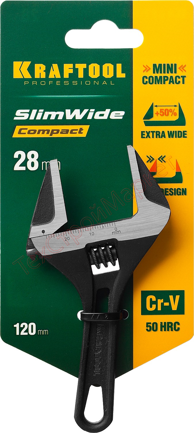 Ключ разводной SlimWide Compact, 120 / 28 мм, KRAFTOOL