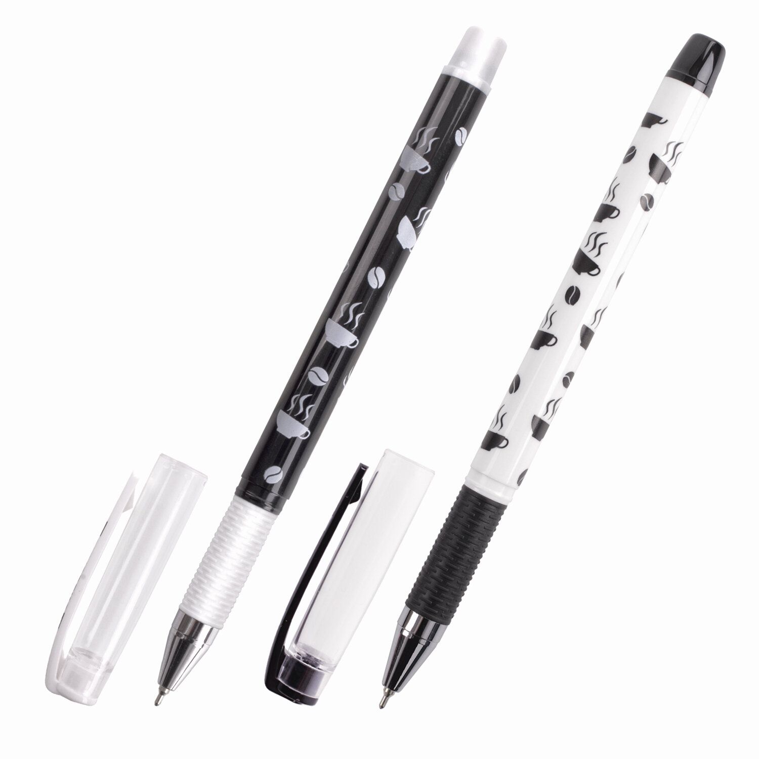Ручка шариковая масляная с грипом BRAUBERG BLACK&WHITE Coffee, СИНЯЯ, игольчатый узел 0,7 мм, линия письма 0,35 мм, 142957, OBP321