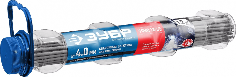 Электрод сварочный с основным покрытием, для ММА сварки, d 4.0 х 350 мм, 1,2 кг. ЗУБР Профессионал УОНИ 13/55