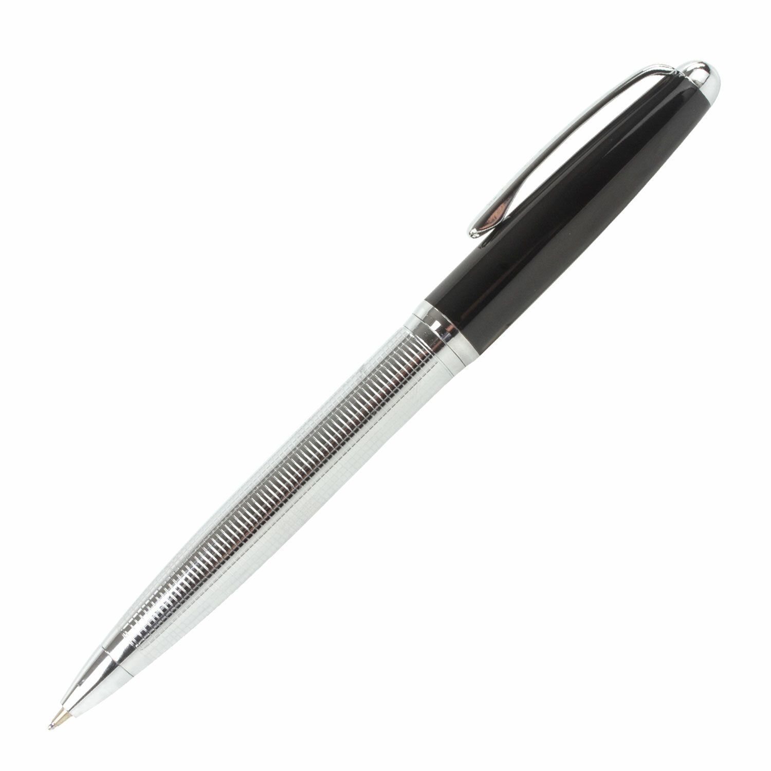 Ручка подарочная шариковая BRAUBERG Sonata, СИНЯЯ, корпус серебристый с черным, линия письма 0,5 мм, 143482