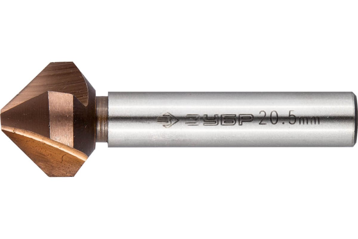 Зенкер конус.цилиндрич.с 3-я реж.кром.ст.P6M5 с кобальт.покрыт.d 20,5х63 мм,хвост.d 10мм, ЗУБР